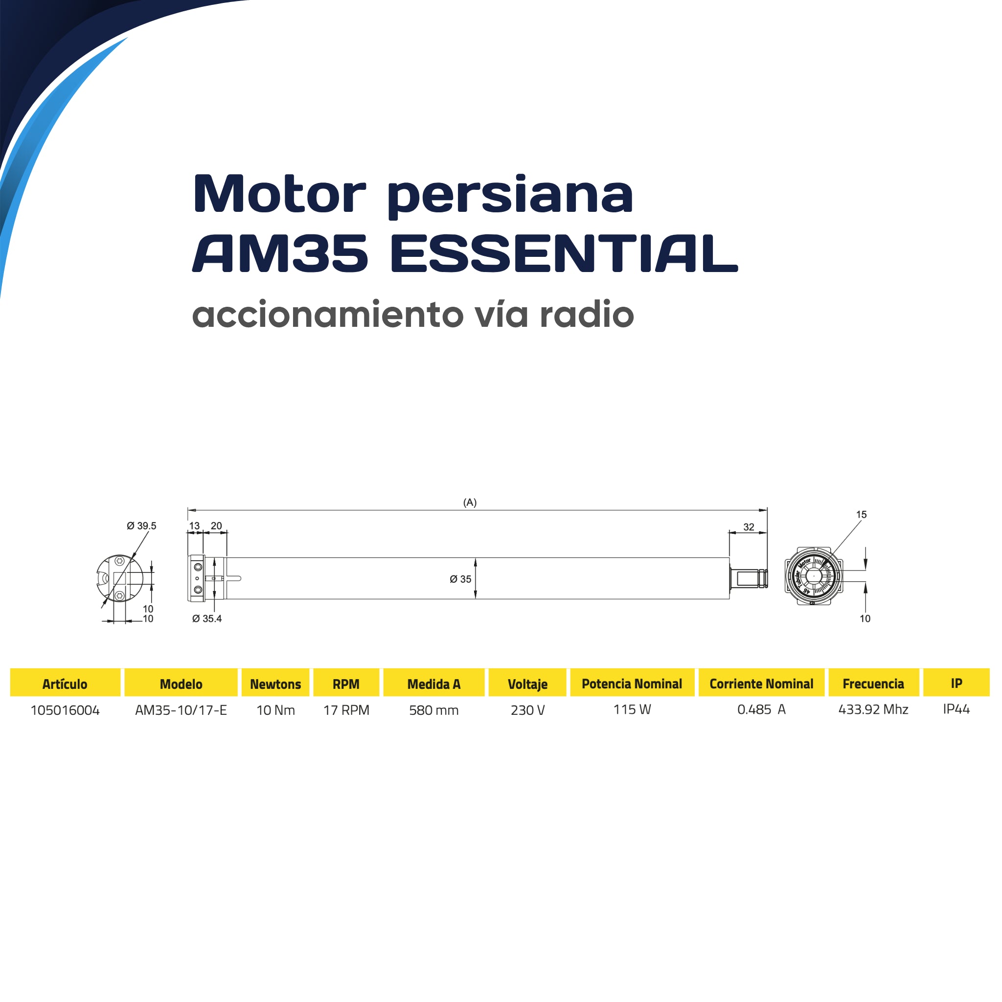 Motor persiana AOK AM35 Essential