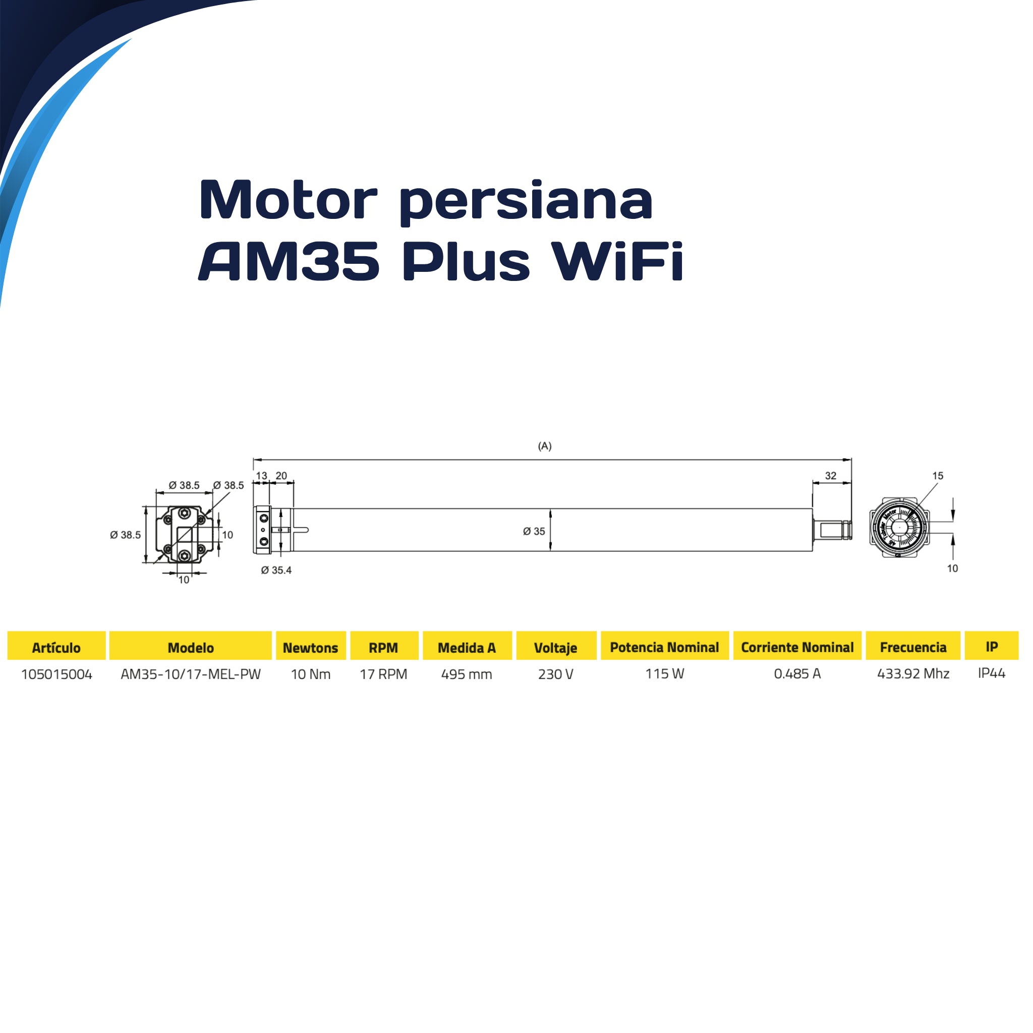Motor persiana AOK AM35 PLUS WiFi