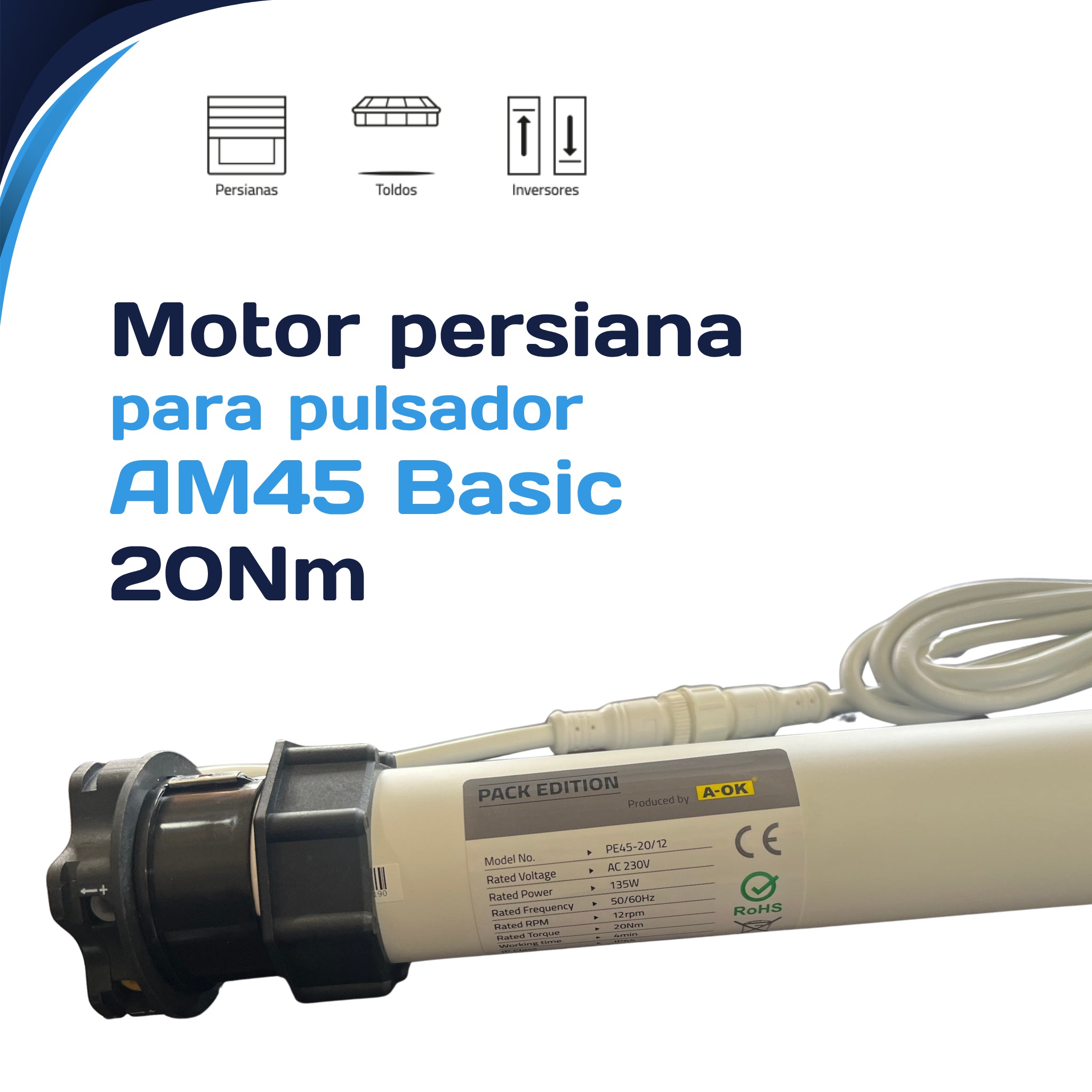 Motor persiana AOK AM45 BASIC 20Nm