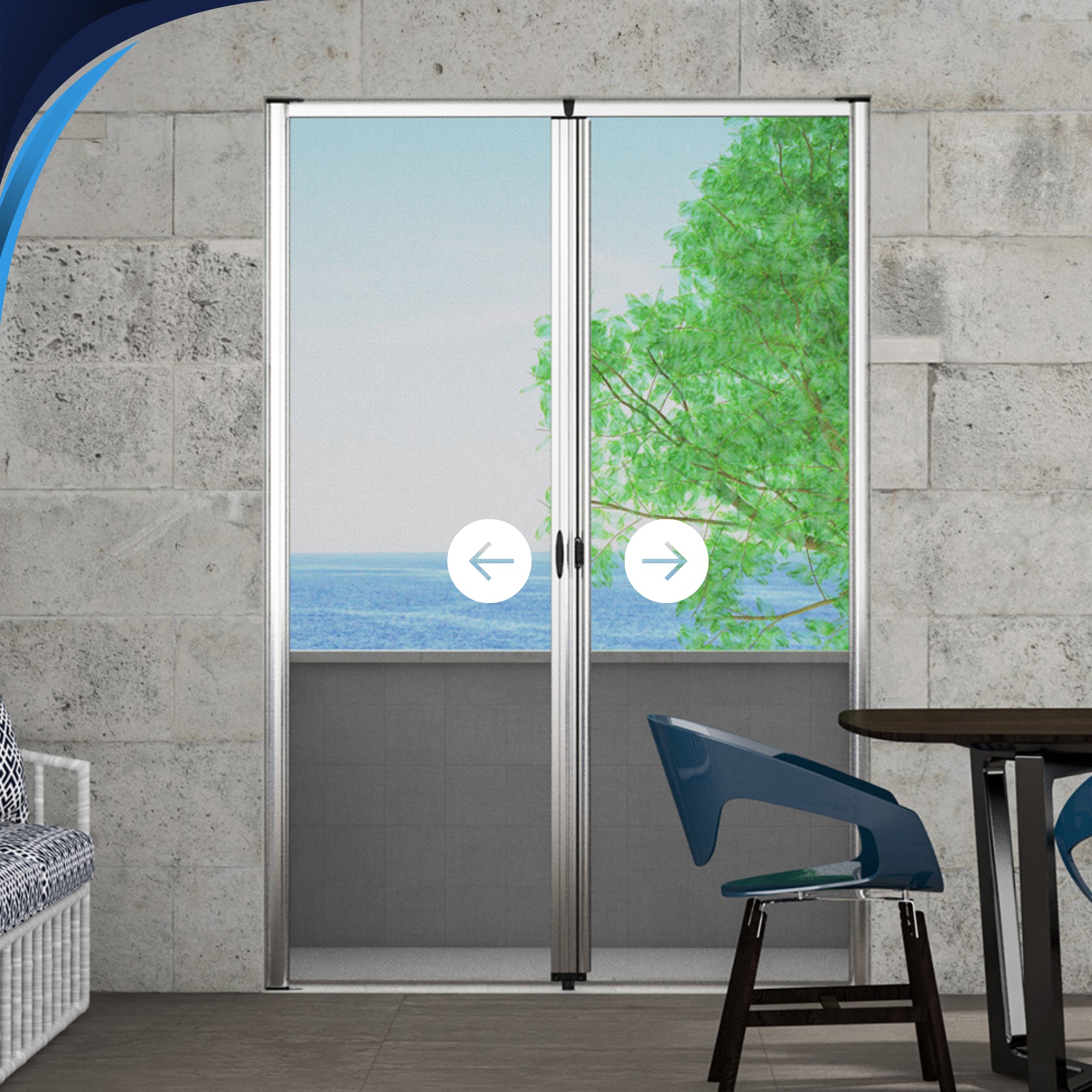Mosquitera enrollable lateral para puertas WIND 2 hojas