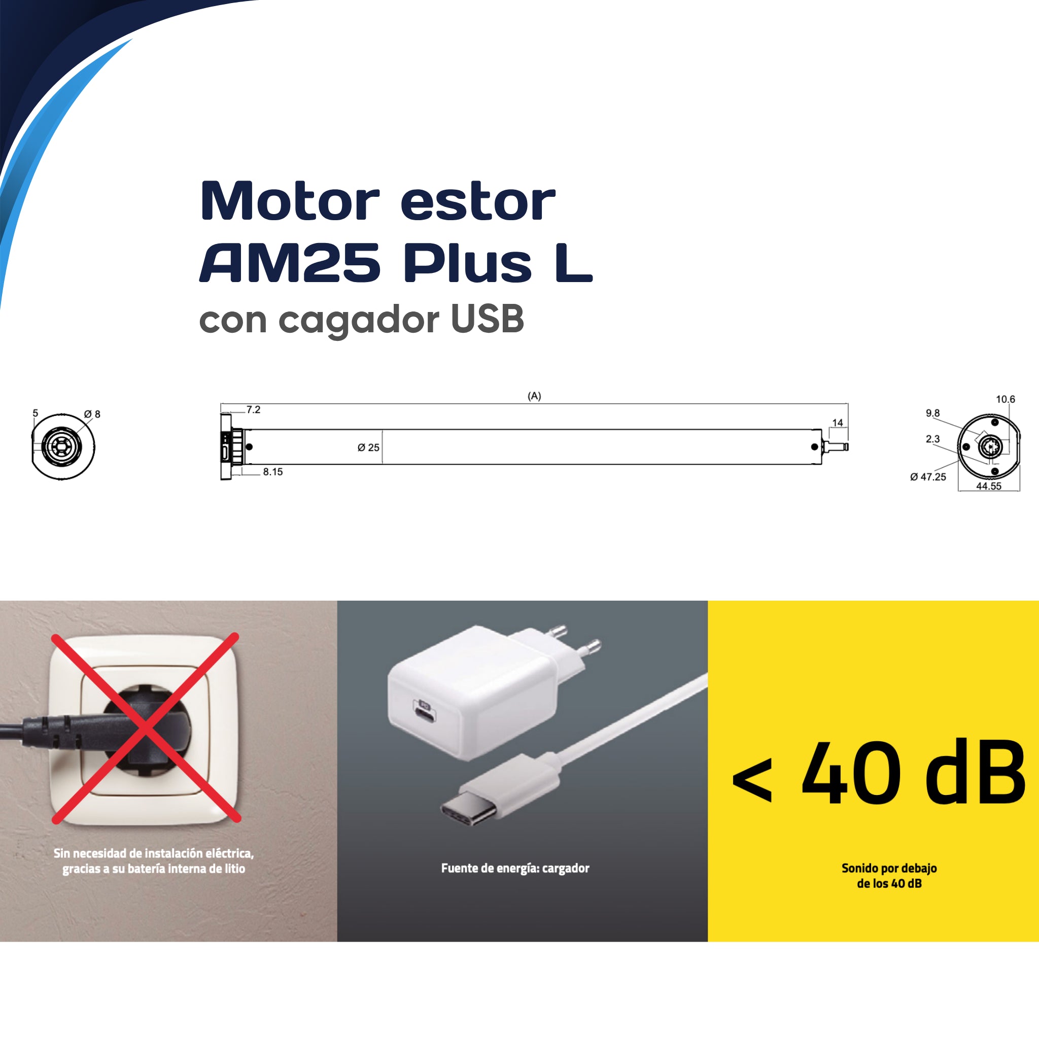 Motor estor AOK AM25 Plus L con cargador USB